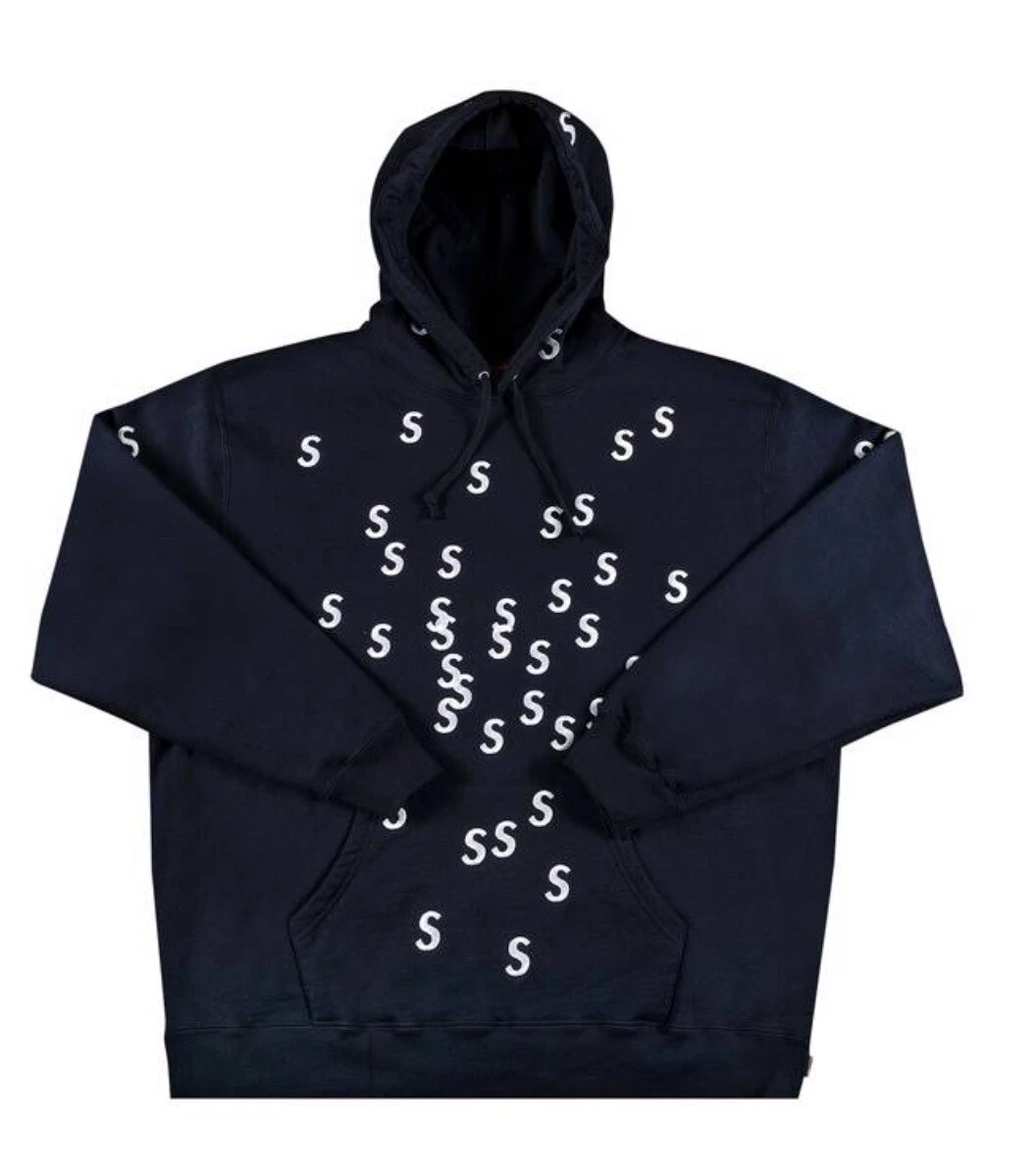 Sweat à capuche neuf Supreme brodé S taille M SS21 bleu marine blanc