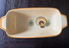 Vintage 1971 Los Angeles Potteries Ovenware Harvest Mushrooms Loaf pan