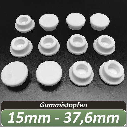 15mm-37,6mm Weiß Gummi Stopfen Lochkappen Abdeckstopfen Verschluss Blindstopfen