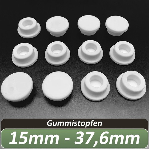 15mm-37,6mm Weiß Gummi Stopfen Lochkappen Abdeckstopfen Verschluss Blindstopfen - Bild 1 von 9