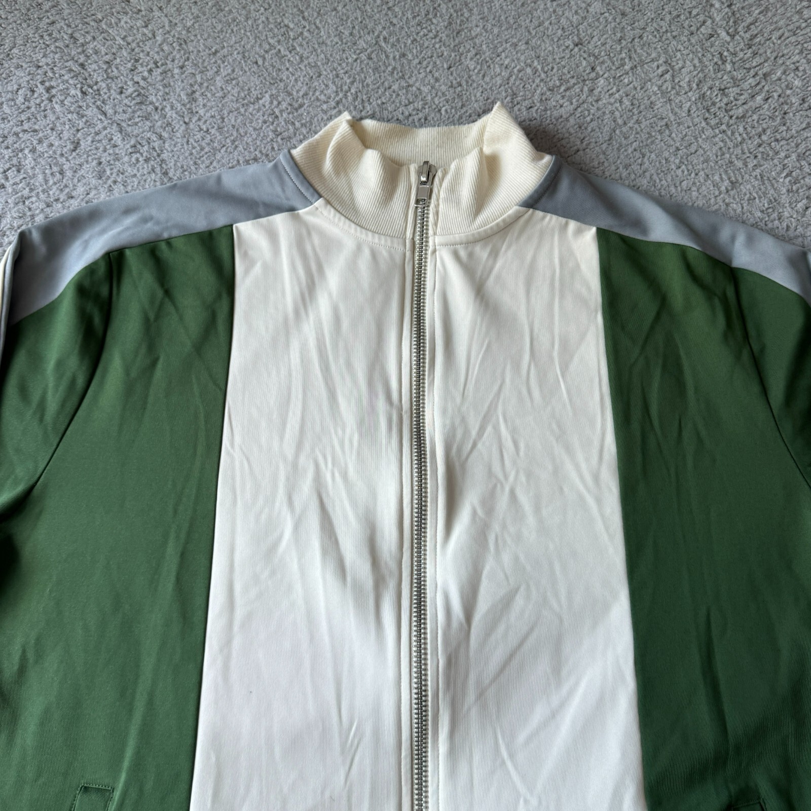 ASOS Men's Large White Green Full Zip Sports Jacket for Training Hiking Outdoors