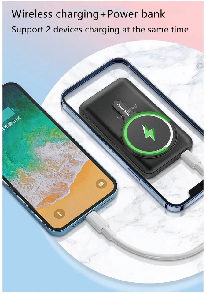 Banco de alimentación magnético bidireccional de 10000 mAh para iPhone 14/13/12 Foto 4 de 4