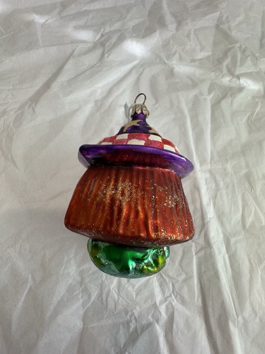 Christopher Radko Halloween Ornament Pumpkin Head with Purple Witch Hat - Picture 5 of 5