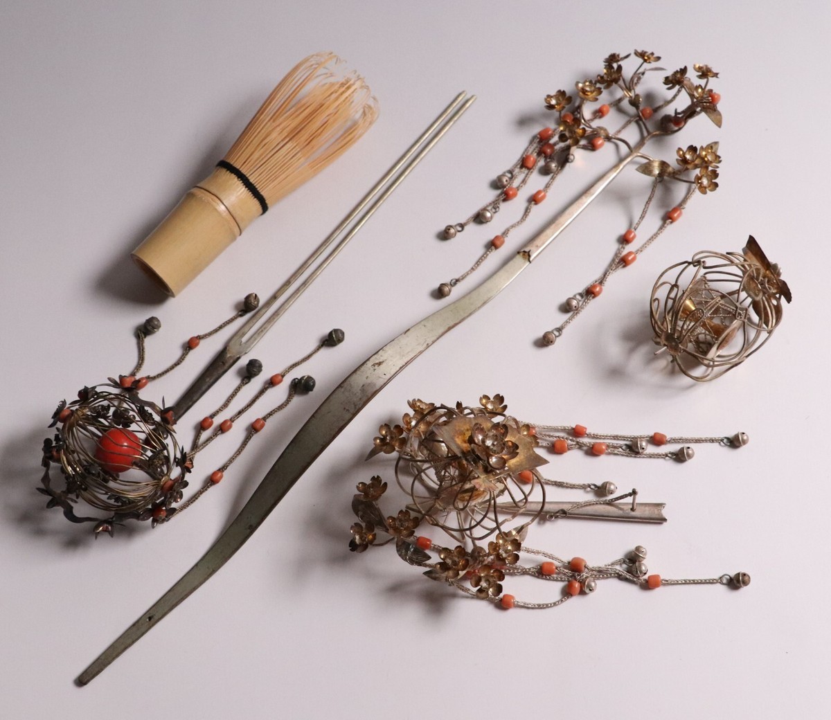 Kanzashi Antique Silver Vine Crest Hairpin Yukata Elegant matching pair GS622 Y4325 KANZASHI Metal Hairpin pair set fan box Japan kimono  main image 4