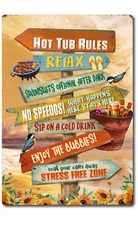 Hot Tub Rules Metal Sign Hot Tub Bathroom Wall Outdoor Decoration No Stress