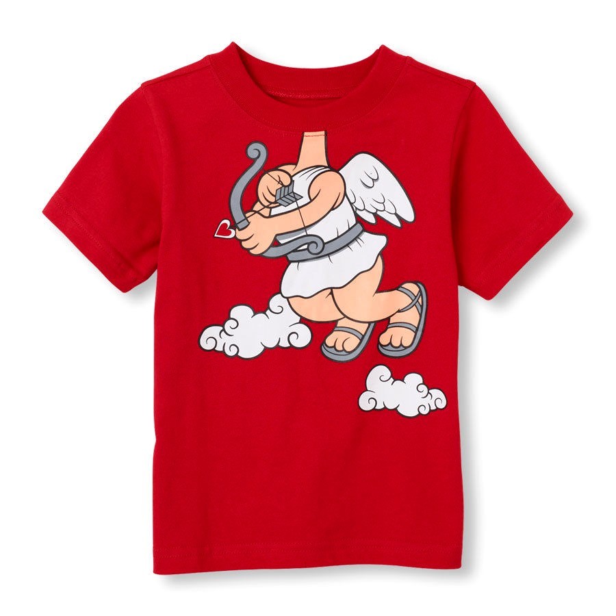 THE CHILDRENS PLACE КРАСНАЯ футболка С ИЗОБРАЖЕНИЕМ КУПИДОНА ДЛЯ МАЛЕНЬКИХ МАЛЬЧИКОВ, 6-9 М, 9-12 М, НА ДЕНЬ СВЯТОГО ВАЛЕНТИНА