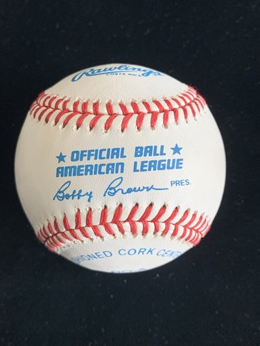 Gene Woodling NY Yankees SIGNED Official AL Bobby Brown Baseball w/ hologram - Picture 2 of 6