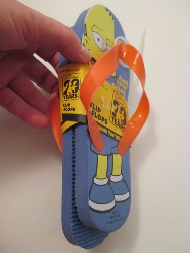 NIP Boys The SIMPSONS 29 Years Blue Yellow Flip Flops~Size M 1-2 - Picture 2 of 8