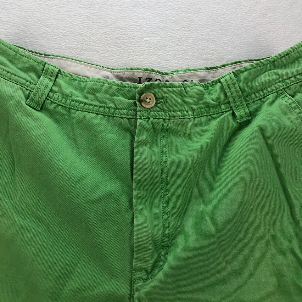 Pantalones Cortos IZOD de Agua Salada para Hombres 34 Verde Chino 9” Entrepierna Frente Plano Informal Playa Foto 2 de 4