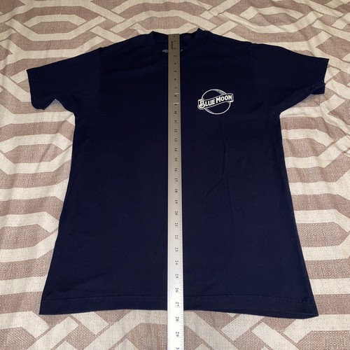 Blue Moon Beer Navy Blue T-Shirt Size Med Double Sided Tee Luv Denver Colorado - Picture 5 of 7