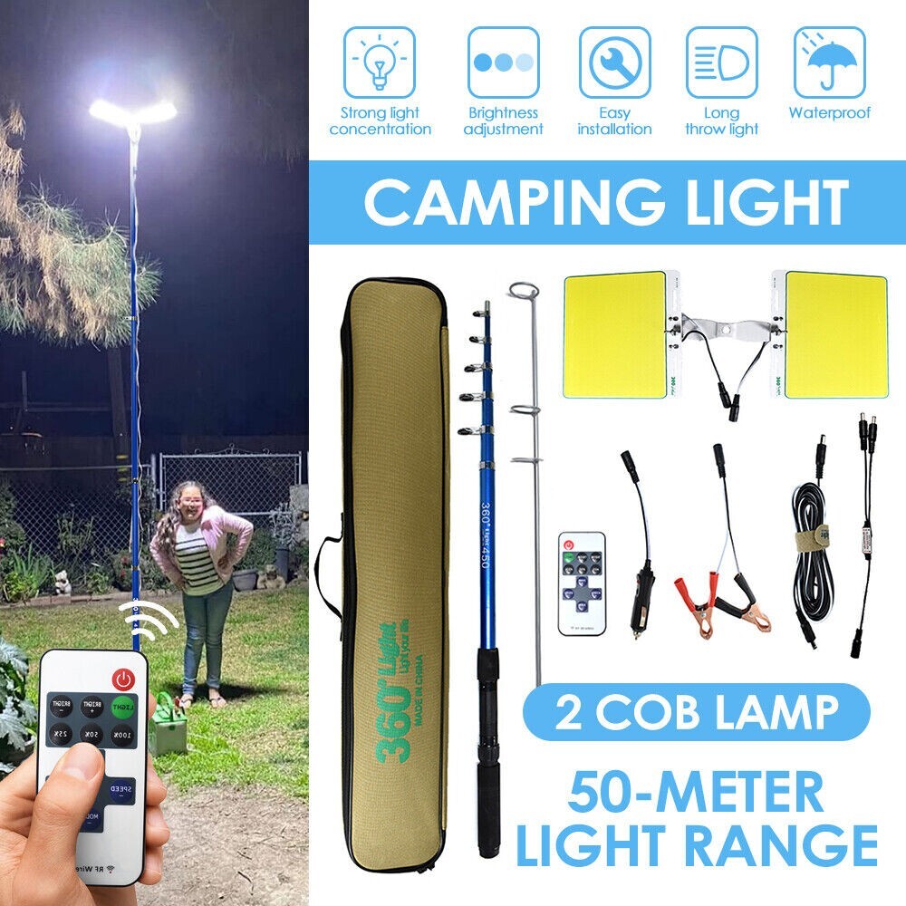Telescopic LED Fishing Post Light Camping Lamp Portable Car