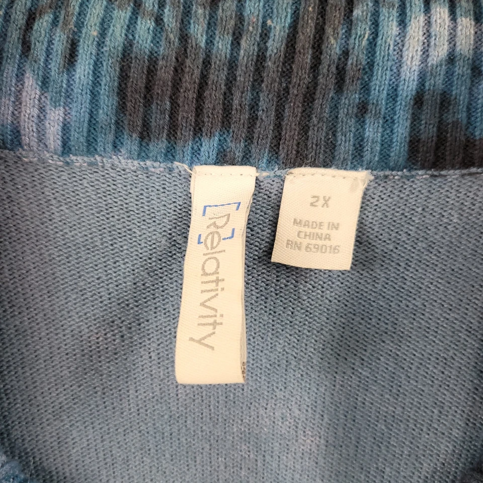 Relatively Plus size 2X 18/20 spring Jacket Jersey Stretch tie dye blue Athletic - Image 4 of 4