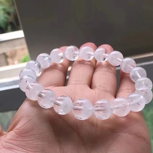 Natürliche weiße Phantom Quarz Kristall Runde Perlen Armband 10 mm - Bild 3 von 8