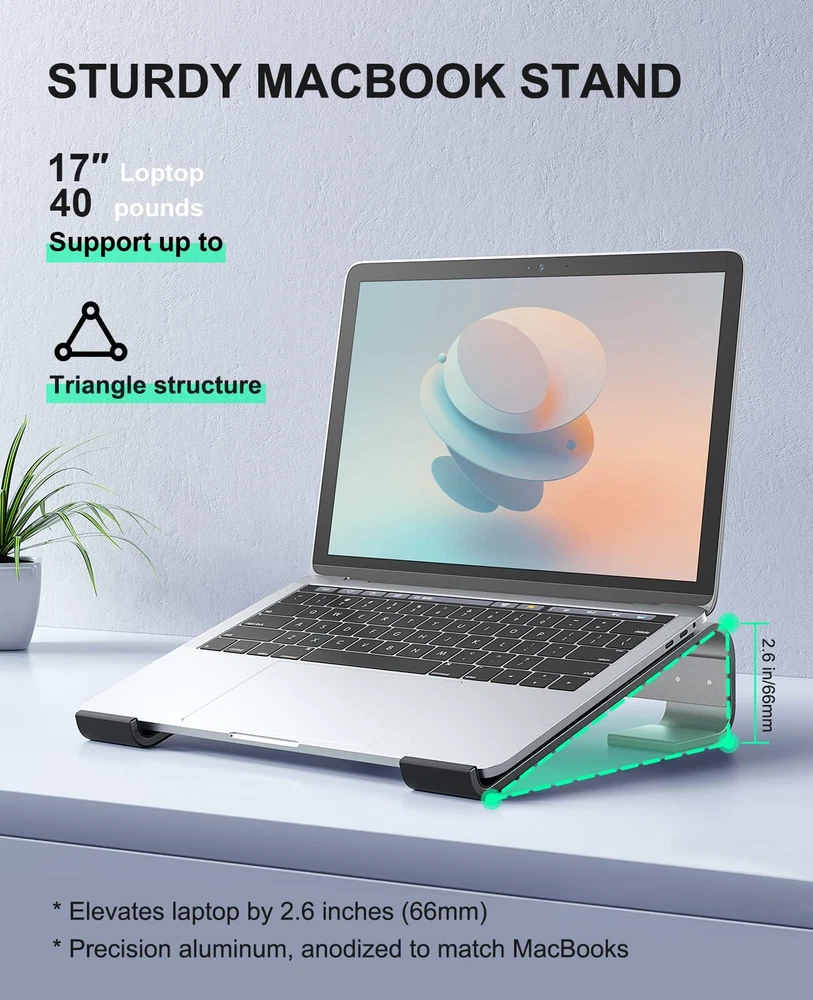 Ergonomic Detachable Aluminum Laptop Stand for MacBook and Desks