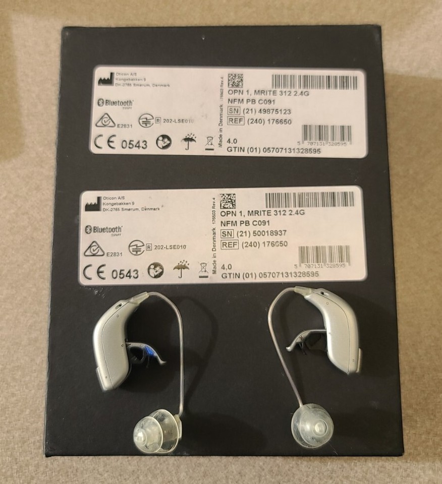 Oticon OPN 1 miniRITE Hearing Aids L& Case,AccessoryKit,Domes,8 312