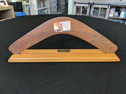 Handbemalter 15" Aborigines Holz Rückkehr Bumerang von Joe Skeen + Ständer - Bild 3 von 7