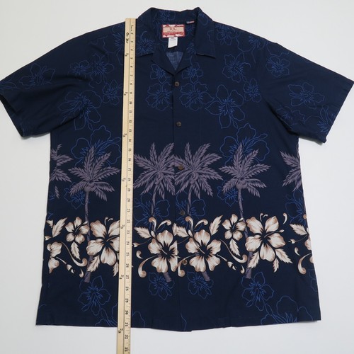 RJC Aloha Shirt Mens XL Blue Short Sleeve Floral Button Front Made in Hawaii USA - Picture 8 of 11