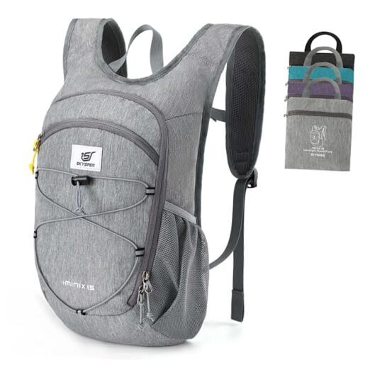 15L Lightweight Foldable Hiking Backpack for Travel Daypack in Gray