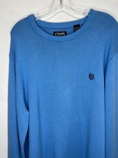 Chaps Men  s Sweater sz XXL 100 Cotton Knit Crewneck Blue Pull over Crest Fall
