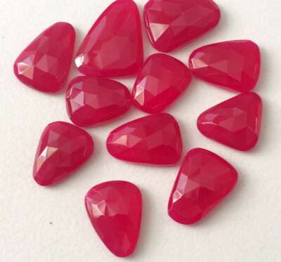 14-18mm Pink Chalcedony Fancy Shape Rose Cut Flat Back Cabochons, Pink Rose Cut