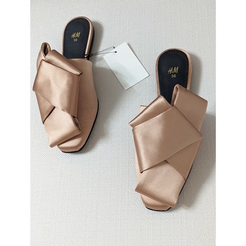 Mules H&M Polvo Rosa Mezcla Seda Punta Plana Cerrada con Lazo Frontal Para Mujer Talla 5.5 - Imagen 4 de 13