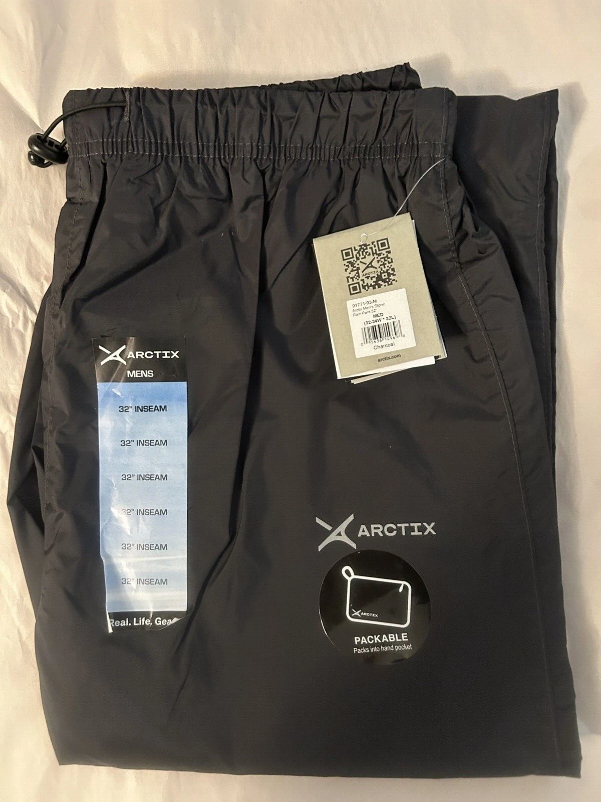 NEW Arctix Men's Storm Rain Pant, Charcoal, Medium / 32L