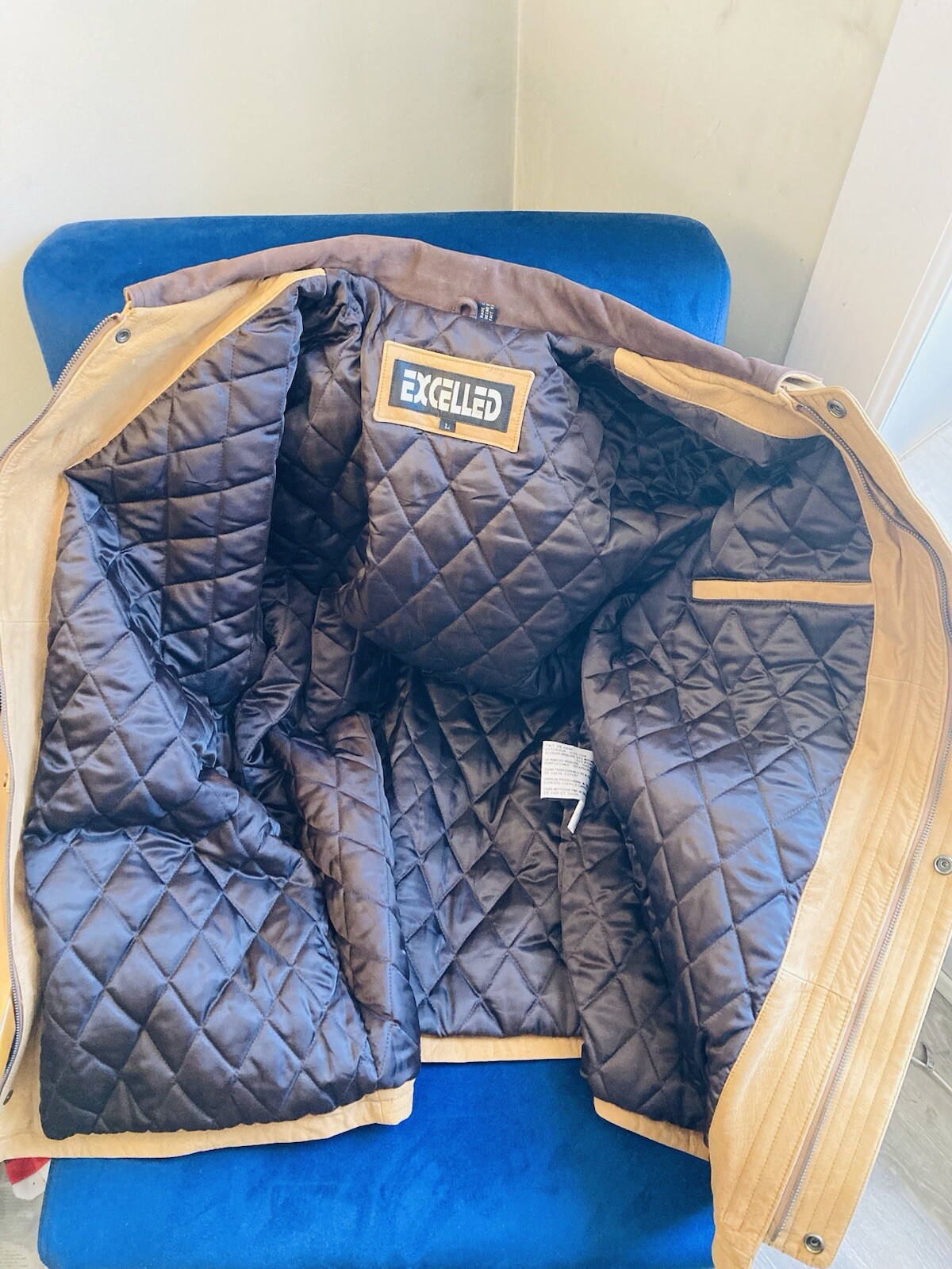 Vintage 90s L NWOT RARE Bud Light Tan Shearling Leather Jacket Full Zip Coat image 9