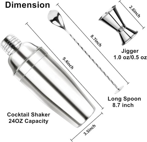 Ohtomber 24OZ Cocktail Shaker Set - Bar Martini Drink Silber - Bild 7 von 7