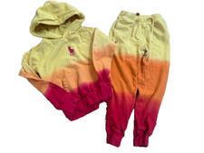 Girls Polo Ralph Lauren Jogger Set Sweatsuit Sz 6 Tie Dye Hoodie Sweatshirt Set