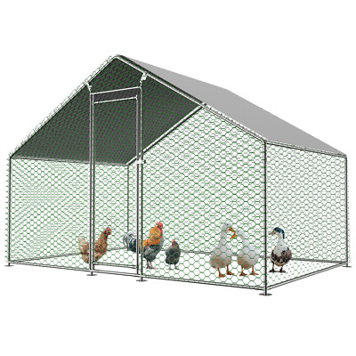 Yorten Outdoor Hühnerkäfig Hühnerhaus Freigehege Gefügelstall Voliere Hühnerstall Kleintierstall Gehege 1,5 X 6 X 1,5 M Imprägniertes Kiefernholz