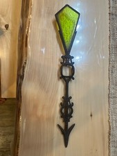 Antique Cast Iron Lightning Rod Arrow Weathervane Green Glass Tail 17 in.