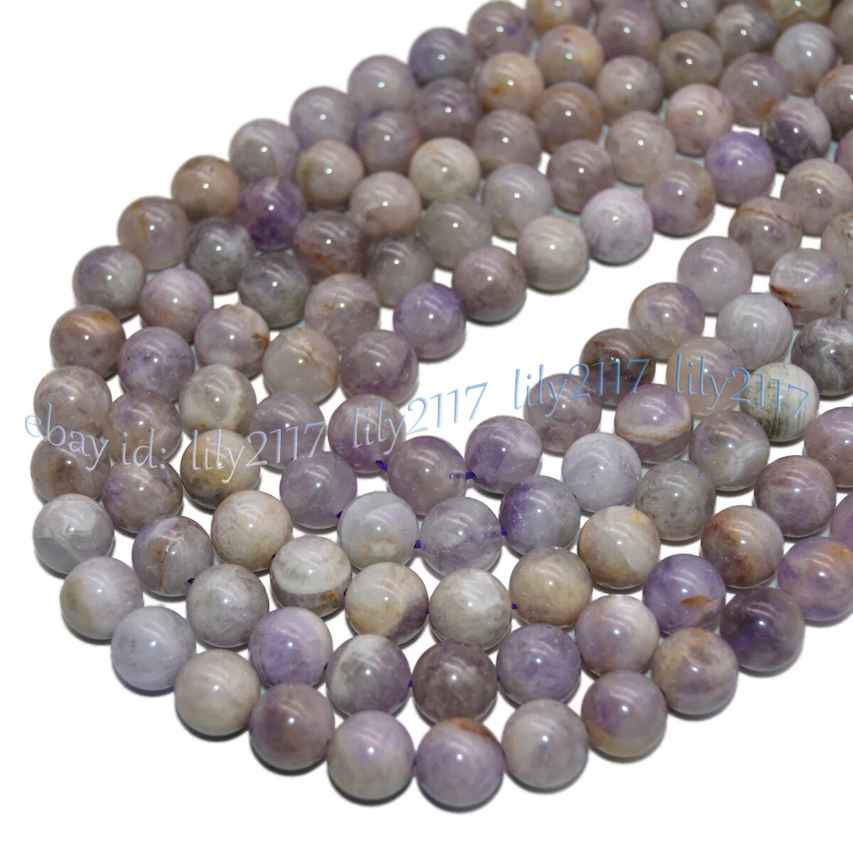 Cuentas sueltas redondas de piedras preciosas lavanda amatista de luz natural de 10 mm hilo de 15 pulgadas Foto 2 de 4