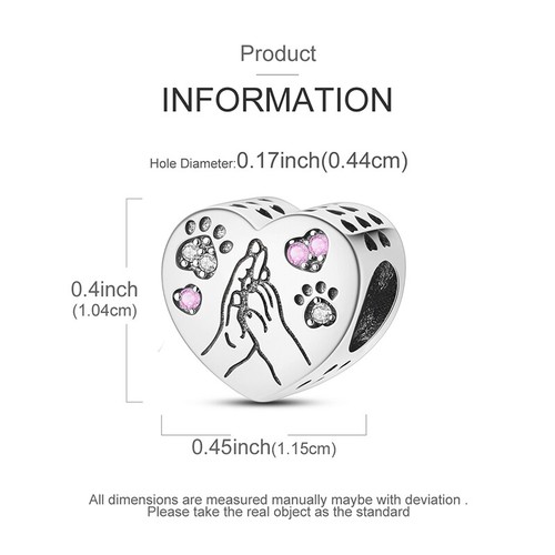 MULA New European Hand held Claw DIY Charm AAA CZ Fit Bracelet 925 Silver Plated - Picture 3 of 6
