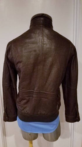 MARC ANDREW NEW YORK MAN BROWN BOMBER FLIGHT LEATHER JACKET XL SHEARLING - Picture 12 of 12