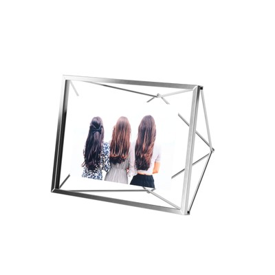 Umbra Prisma Picture Frame, 4x6 Photo Display for Desk or Wall, Chrome