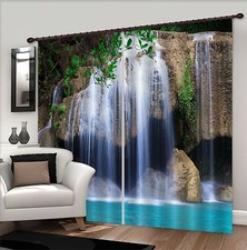 3D Waterfall 25 Blockout Photo Curtain Printing Curtains Drapes Fabric Window AU