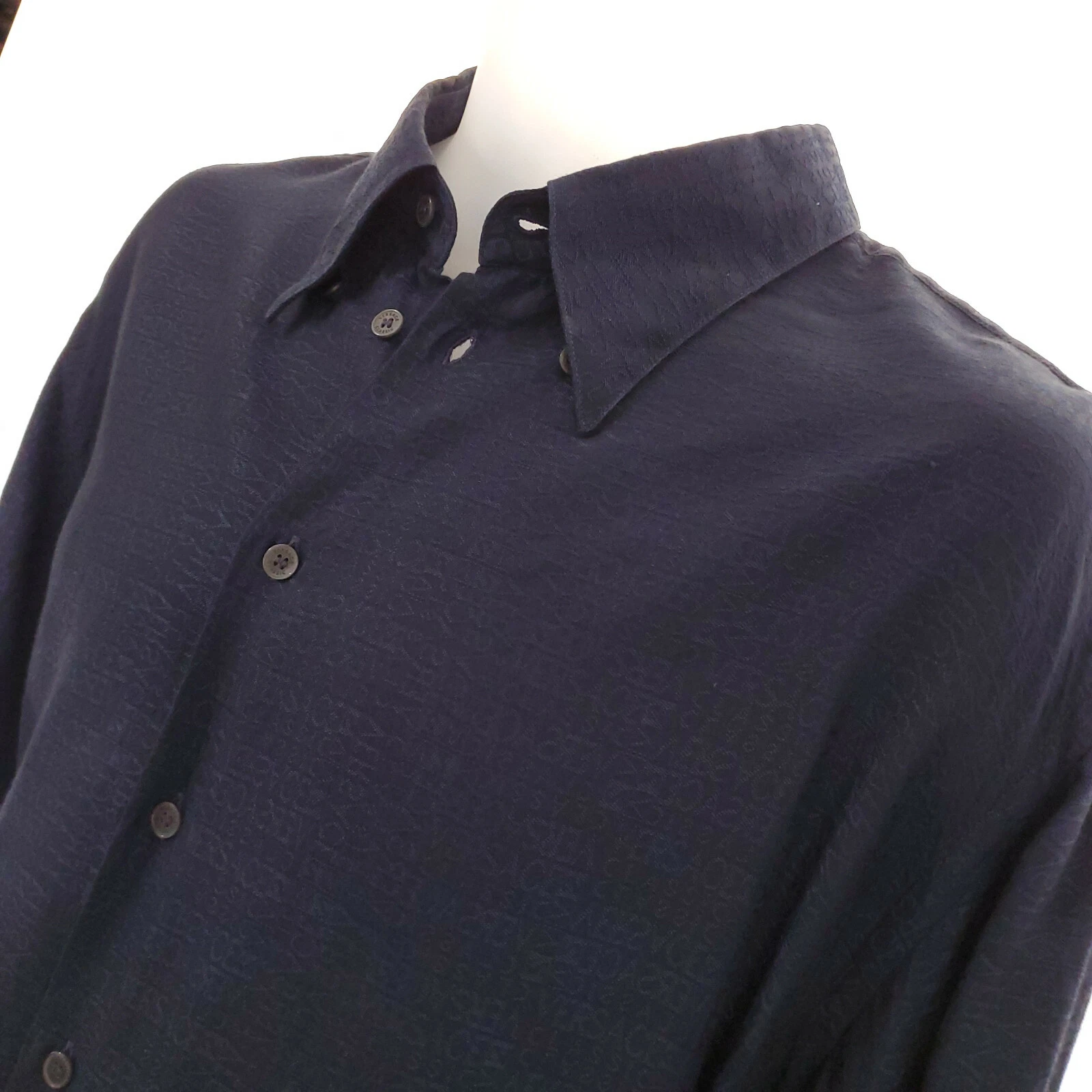 Vintage Versace Classic V2 ""Versace"" TUTTA stampa vintage da uomo 17 1 2 blu navy