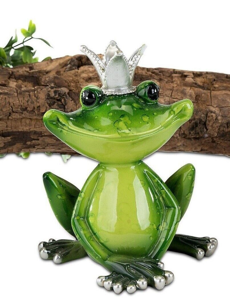 Formano Frosch FroschköNig Ca. 12 Cm Hoch Kunststein GrasgrüN Handbemalt 772459-image