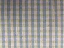 Arto Gingham Check Woven Cotton BLUE GREEN IVORY Curtain Blind Upholstery