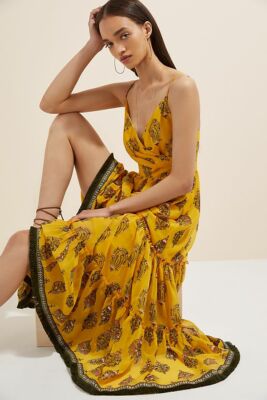 Anthropologie Sachin Babi Tiered Maxi Dress Chiffon Floral Batik Plus Sz 16W NEW
