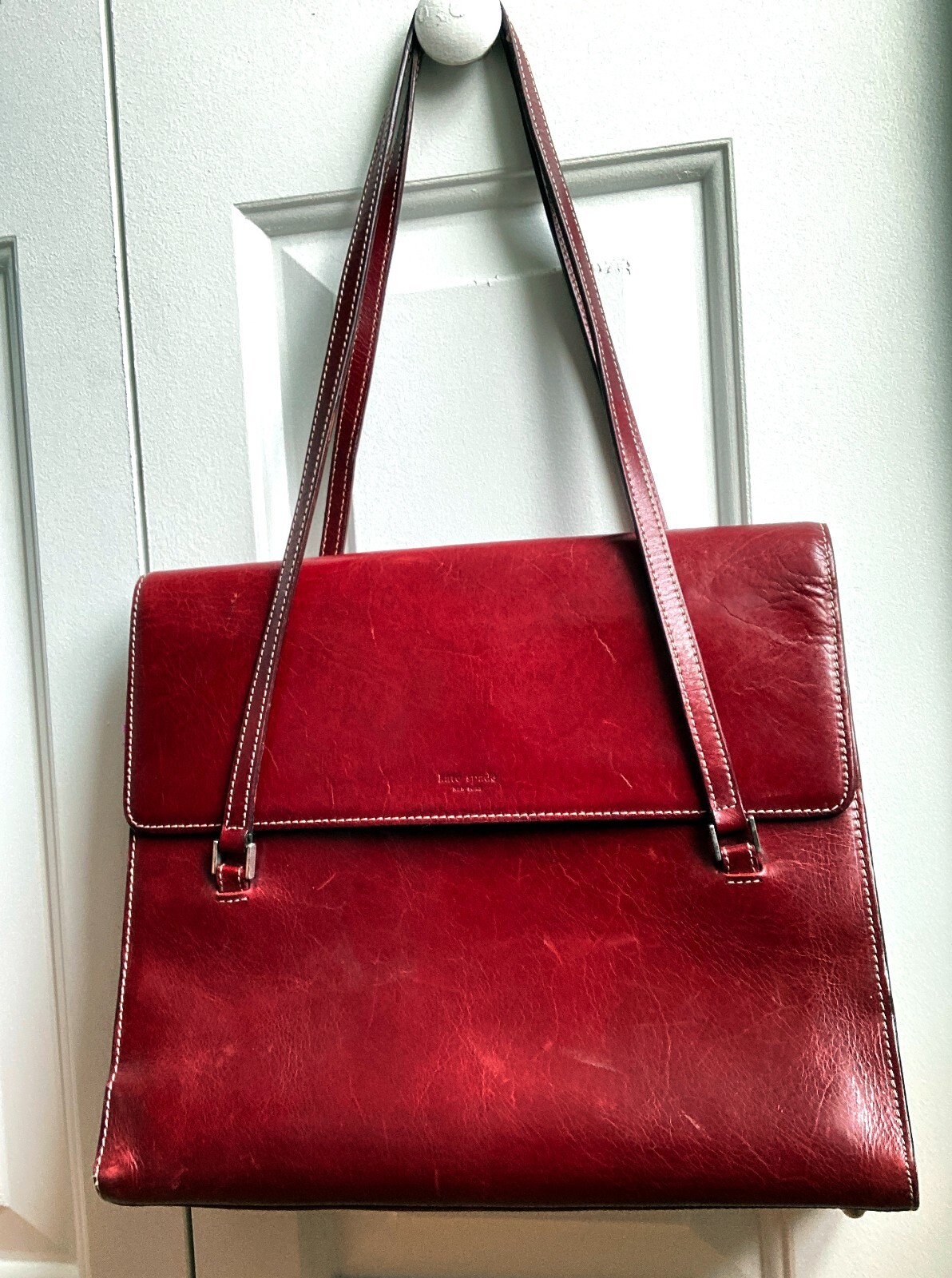 Rare Vintage Burgundy Leather Kate Spade Purse Made i… Gem
