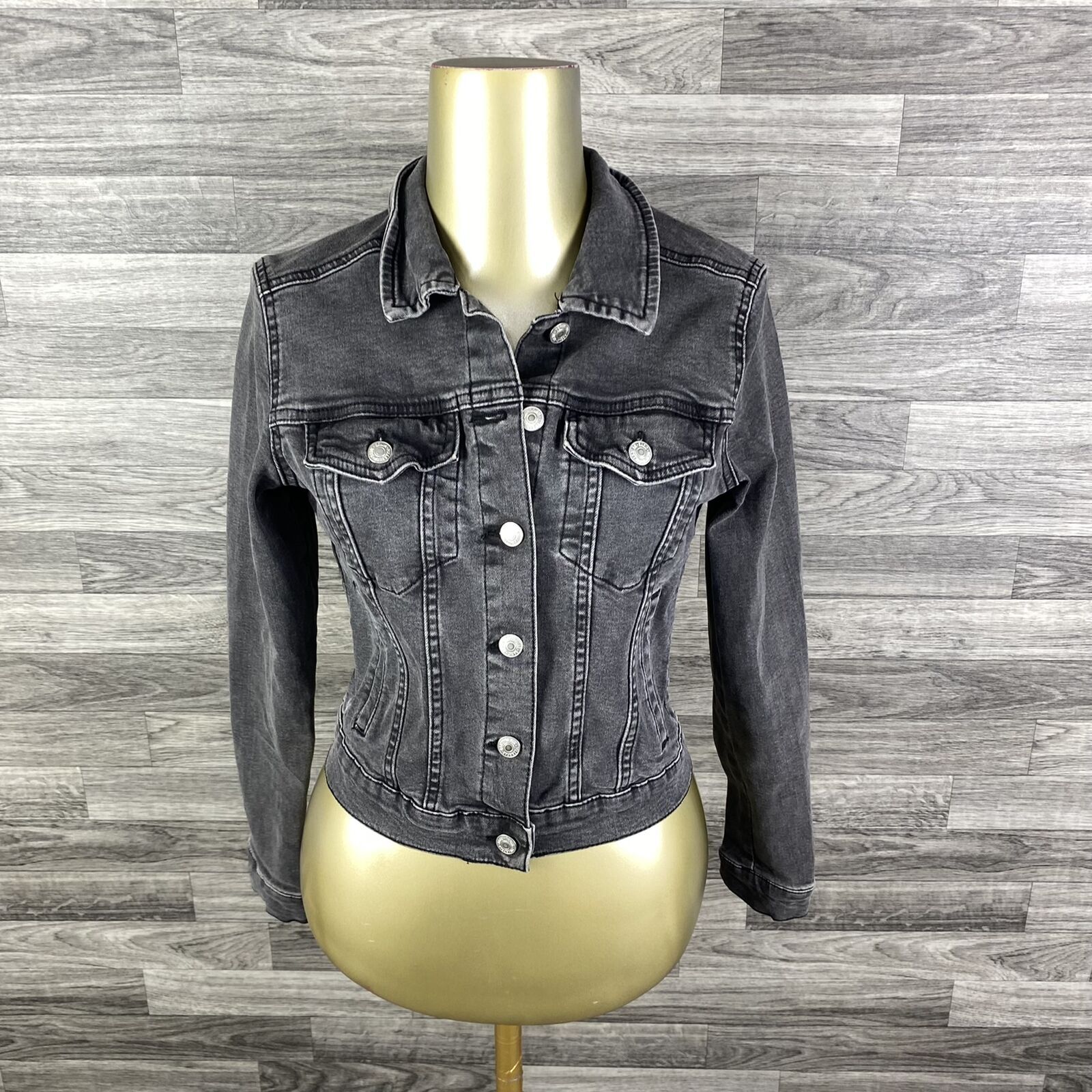 PULL & BEAR Button Down Collared Black Denim Jean… - image 2