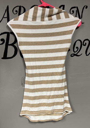 Y2K Wet Seal Cap Sleeve Tee Gold White XS - Picture 2 of 2
