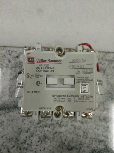 CUTLER HAMMER/A202K1DAM/6710C54G31/CO31007/30A/4P/LIGHTING CONTACTOR/ (2C1) - Picture 2 of 8