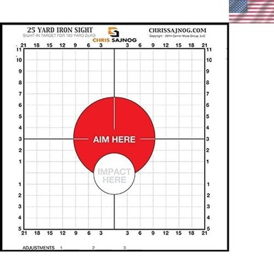 25 Pack of Precision Sight-in Targets for 100-Yard Zero - Ideal for Iron Sights