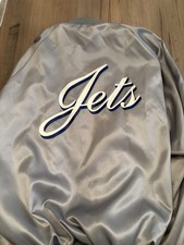 WINNIPEG Jets Vintage Jacket Satin Bomber Men's 2XL Silver West Ark USA Made NHL
