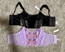 Victoria's Secret Dream Angels Corsets Black Velvet Lace Purple Pink Lace XS NWT