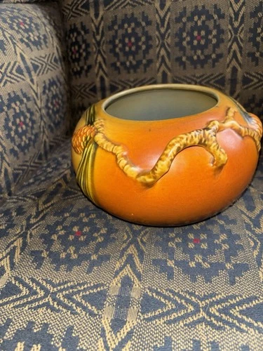 Vintage 1935-1940 Roseville Pine Cone Brown, Gold & Green Jardinière 278-4