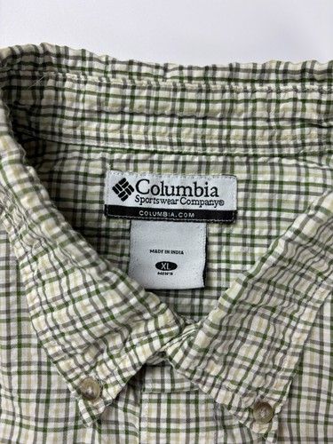 Vintage Columbia Plaid Cropped Button Up Shirt / Boxy Fit / Loose / XL Green - Picture 4 of 5