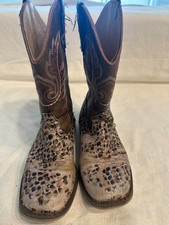 Roper Little Kids Leopard Print Glitter Western Cowboy Boots Size 1